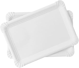 Lot de 20 Plateaux en Carton Blanc - Plateaux de Présentation pour Pâtisseries/Amuse-bouches/Buffets (23 x 16 cm)