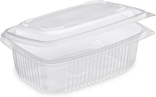 GUILLIN - ONDIPACK OK800 SACHET DE 50 Boites 800cc Micro-Ondable A Couvercle Charniere, Polypropylène, Transparent, 18,5 x 13,5 x 6,5 cm, Translucide