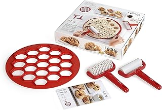 Lékué Kit Petits Fours, 1 découpoir et 2 rouleaux pour préparer petits fours Rouge 30 x 1.5 cm