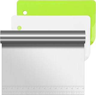Vicloon Grattoir à Pâte, 3PCS Grattoir à Pâte en Acier Inoxydable Grattoir à Patisserie avec de Mesure,Grattoir Pâte en Plastique Peut être Utilisé pour Couper la Pâte Et Couper Les Légumes