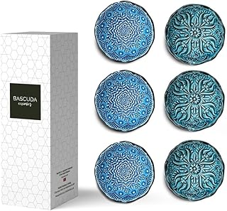 Bascuda® Lot de 6 petits bols en céramique | Petits bols à en-cas pour tapas, dessert, noix, olive, sauce soja, bols à sauce, ingrédients | Cadeaux décoratifs marocains espagnols mexicains | 8 cm