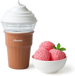 Lifenaxx Sorbetière Mini 450ml – Machine à Glace Compacte avec Cuve à Congélation, Agitateur & Port USB-C – Préparation Facile et Rapide de Crèmes Glacées, Sorbets & Slush – Modèle LX-059