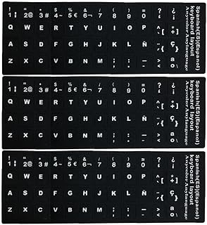 Remplacement Autocollants Clavier Espagnol Non Transparent avec Fond Noir pour Lapto