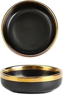 SaucièRe Lot de 2 petits plats ronds en marbre créatif (8 x,5 cm) for sauce soja, assaisonnement, ustensiles cuisine et snacks(Black)