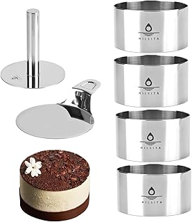 Ensemble de 4 cercles de cuisson avec presse et spatule, hauteur 5.5cm, moules à anneaux à gâteau en acier inoxydable pour pâtes, tartare, dessert cercle a patisserie