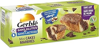 Gerblé Mini Cakes Marbrés – Sans Gluten & Sans Lactose – Goûter Moelleux Chocolaté à Emporter, 6 Cakes Individuels, 200 g