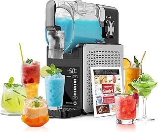 Machine à granita – 2,5 L slushie pour la maison, avec écran LED, 6 programmes préréglés pour crème glacée, margaritas, frappés, milkshakes, nettoyage automatique, sans glace (Black+Sliver)