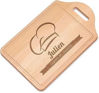Maverton Planche à découper à personnaliser pour homme - Planche apero pour chef de cuisine - Plateau fromage pour papa - pour anniversaire - cuisine accessoire pour lui - toque de chef