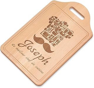 Maverton Planche à découper à personnaliser pour homme - Planche apero pour chef de cuisine - Plateau fromage pour papa - pour anniversaire - cuisine accessoire pour lui - Moustache
