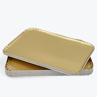 25 Plateaux en Carton Doré (42x28 cm) Plateaux de Présentation pour Pâtisseries/Amuse-bouches/Buffets