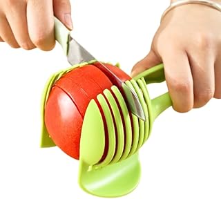 Trancheuse manuelle avec guides, trancheuse tomates et fruits, ustensiles de cuisine en plastique, vert