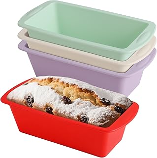 Kievano Moule Cake Silicone – Lot de 4 Moules Rectangulaires 19,2×9,5×5,5 cm – Moules Gâteau Silicone Antiadhésifs pour Pain, Cakes & Desserts – Four & Air Fryer