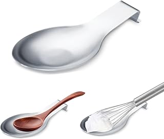 Repose Cuillere Inox Porte Cuillere Cuisine - Grand Repose pour Ustenciles de Cuisine 24 * 10cm -Resistant & Facile Nettoyage (Argente)