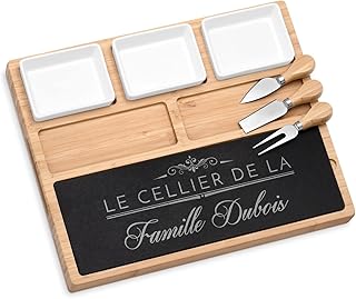 Maverton Planche à Fromage Personnalisée Cadeau Couple - Plateau de charcuterie avec Accessoires - Plateau Apero Gravé pour Parents - Cadeau Personnalisé pour mariés pour mariage/Noël/noces - Famille