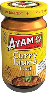 AYAM Pâte de Curry Jaune,100% Ingrédients Naturels, Saveurs Authentiques, Facile à Cuisiner, Curry Thaï, Alimentation Saine, Sans Gluten, Sans Lactose, Sans Conservateurs, 100g, Lot de 4