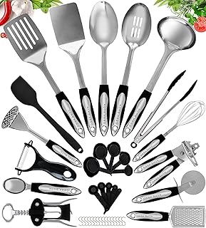 Home Hero Set Ustensiles de Cuisine Anti Adhésif Résistant (Ustensiles en inox, 40 pièces)