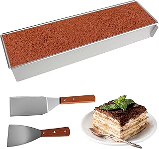 Moule à Tiramisu Rectangulaire, Cadre De Cuisson Rectangulaire RéGlable, Moule à gâteau Tiramisu, Moule à gâteau rectangulaire, revêtement antiadhésif, idéal pour tiramisu, gâteaux glacés