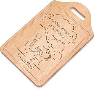 Maverton Planche à découper à personnaliser pour homme - Planche apero pour chef de cuisine - Plateau fromage pour papa - pour anniversaire - cuisine accessoire pour lui - Spaghetti