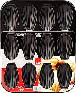 Ibili 820502 Plaque de 12 madeleines, Acier, Noir, 25,9 x 20,9 x 1,4 cm
