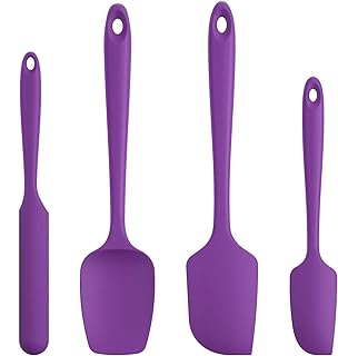 Spatule Silicone Lot de 4: U-Taste Cuisine Maryse Pâtisserie Résistante à la Chaleur 315℃, Ustensiles à Marise Patissier Alimentaire Antiadhésive Flexible sans BPA pour la Cuisson (Mauve)