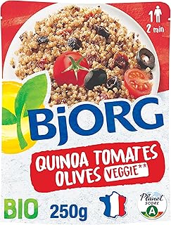 BJORG - Plat Cuisiné Quinoa Tomates Olives - Plat Préparé Bio - Doypack Micro-ondable 250 g